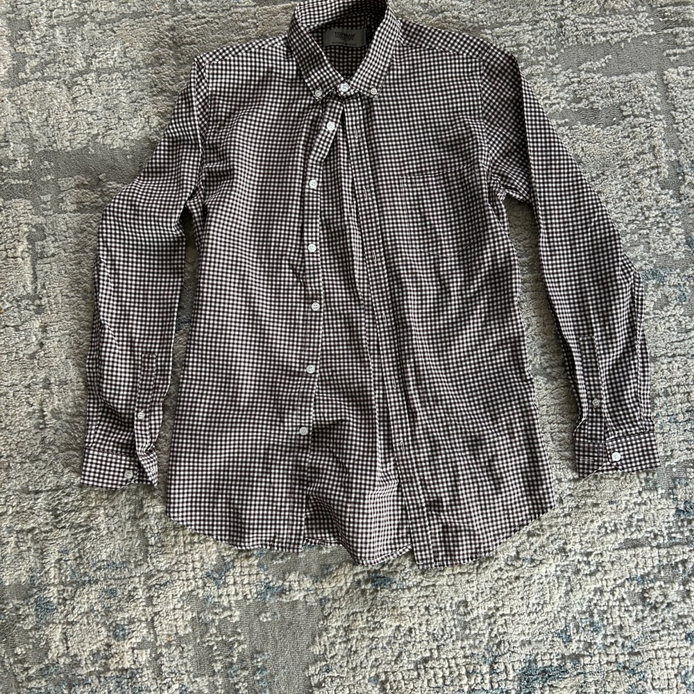 Classic Dark Maroon Checkered Men's Shirt